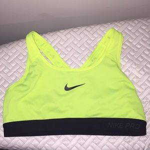 Nike fluorescent yellow sports bra. Never worn.